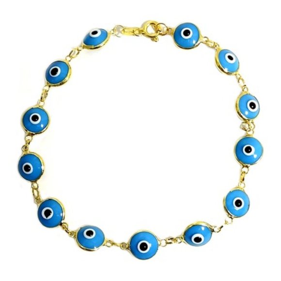 Savvy Cie Jewelry - 18K Yellow Gold Vermeil Evil Eye Bracelet